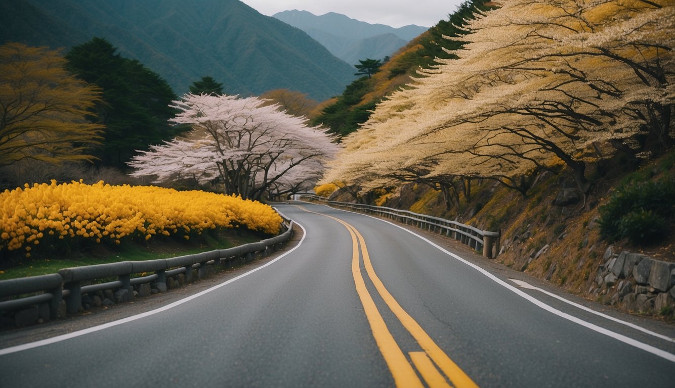 yellow spring road japan